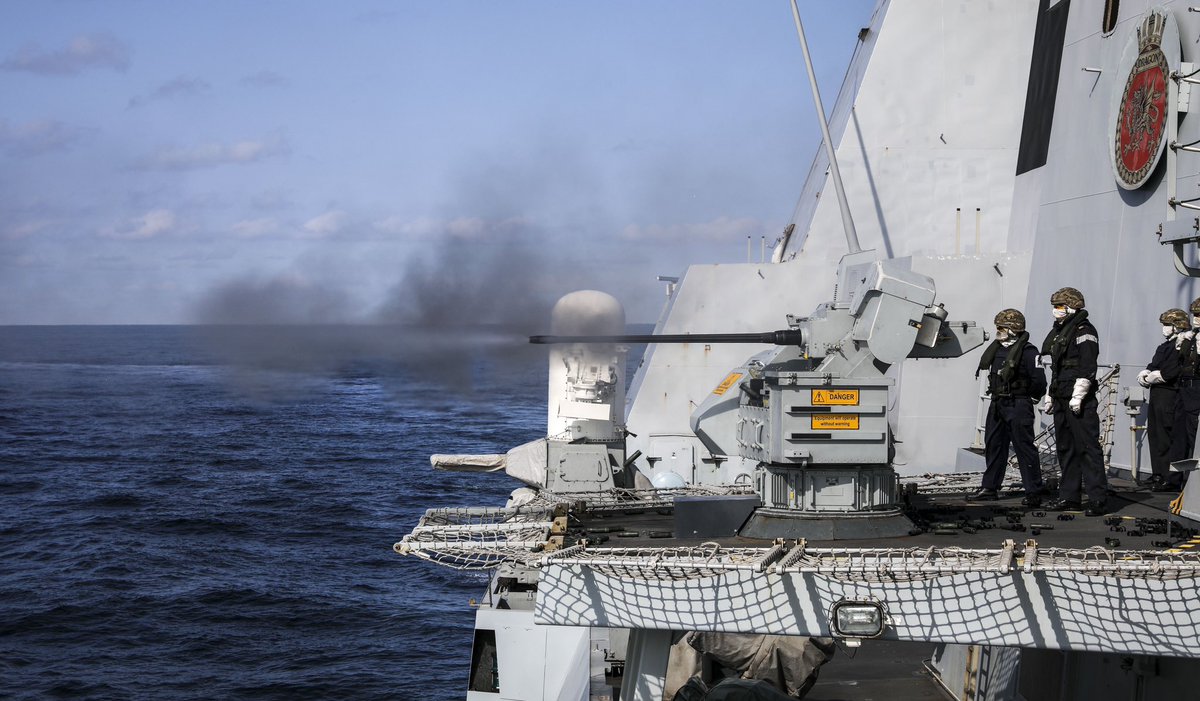 HMSDragon's tweet image. Never a dull moment in HMS DRAGON!
 
#FormidableShield2021 #DeterandDefend #Breathingfire