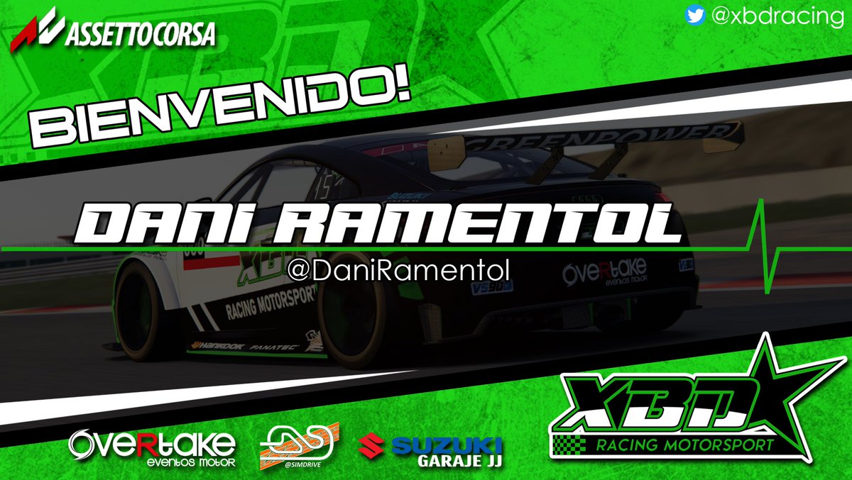 Hoy presentamos a <a href="/DaniRamentol/">Dani Ramentol</a>, nuevo PILOTAZO que incorporamos a la sección de #AssettoCorsa. 
Después de verlo en las #FerrariEsportsSeries y alguna otra carrera, supimos que sería de gran ayuda para nuestro Equipo!

Bienvenido <a href="/DaniRamentol/">Dani Ramentol</a>, esta es tu casa! 
#GreenPower💚