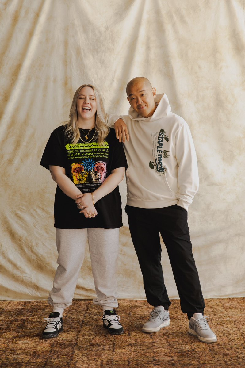 jeffstaple's tweet photo. 🧠 @lizbcroft &amp; I in the lab! Staple x @mentlsesh ... With all proceeds going to @madeofmillions_ ... Our collection drops 5/27. https://t.co/rxqkE2FGOw