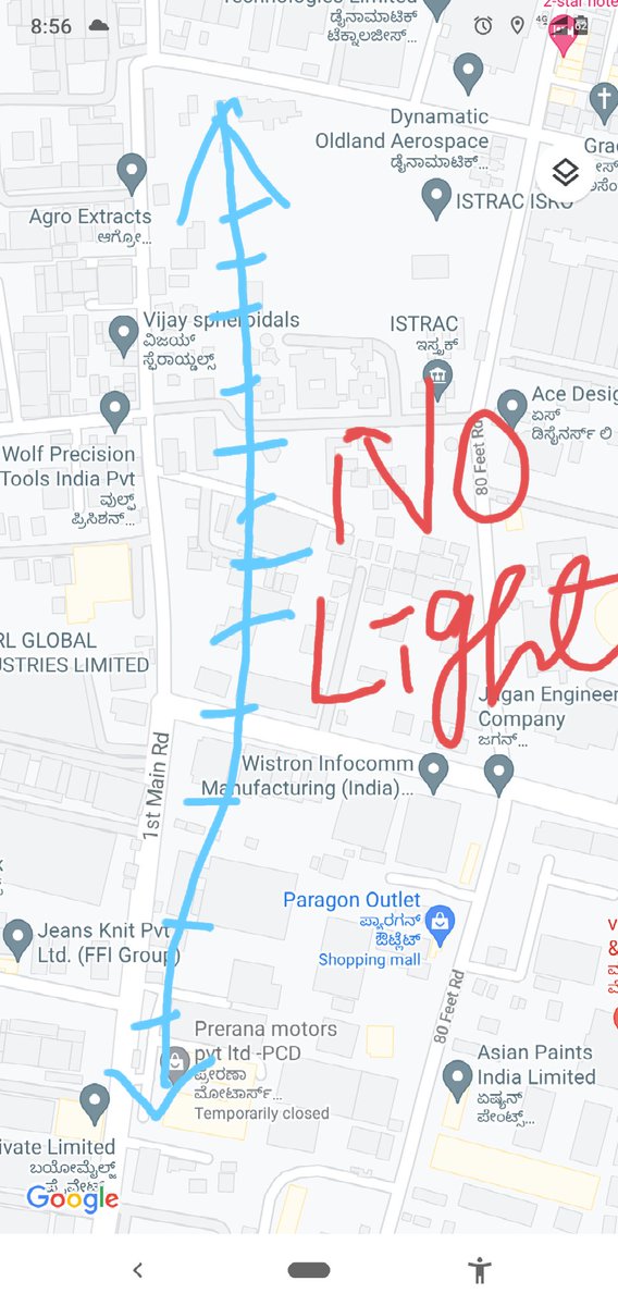 MKC1_Reddy's tweet photo. @BBMPCOMM
@Karnataka_DIPR
Pls look into this.

No light during night time. It's very scary to walk or go alone in this entire stretch.
For name sake ISRO road😞 but no safety.
Request you to install Street light in this road.
"#Needlight"
Ref: location
https://t.co/9sUtkSBJeB https://t.co/qSNTXpA5Qu