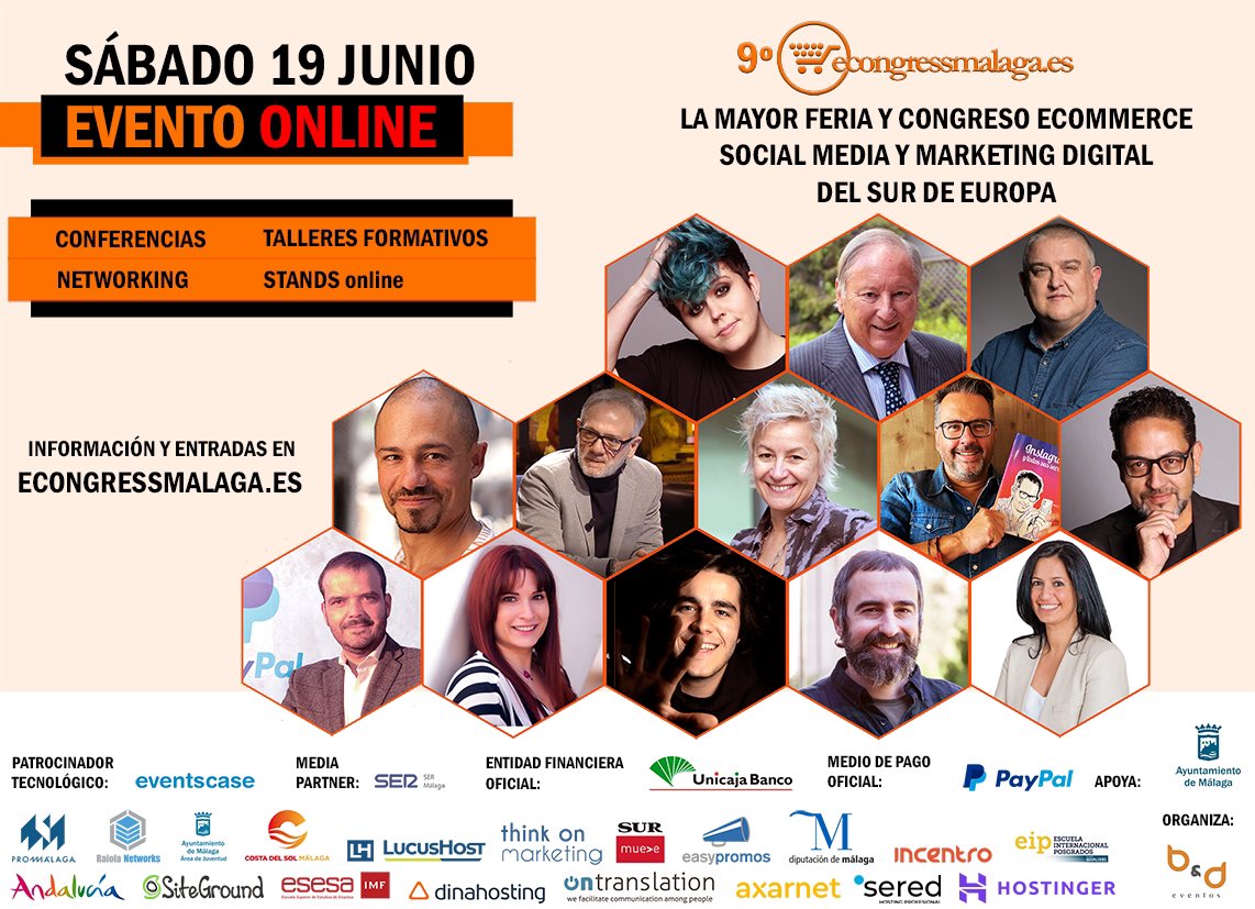 eCongressMalaga's tweet photo. APÚNTATE al 9º mayor Congreso #ecommerce #socialmedia #marketingdigital del sur de Europa

🗓SÁBADO 19 JUNIO
🔺Congreso 💯 ONLINE
✅ Conferencias con cracks del sector
✅ Webinars GRATUITOS
✅ #Networking online con el resto de asistentes

#eCongress21
🎯 https://t.co/e6gEHynmcu https://t.co/2sY8j0cph3
