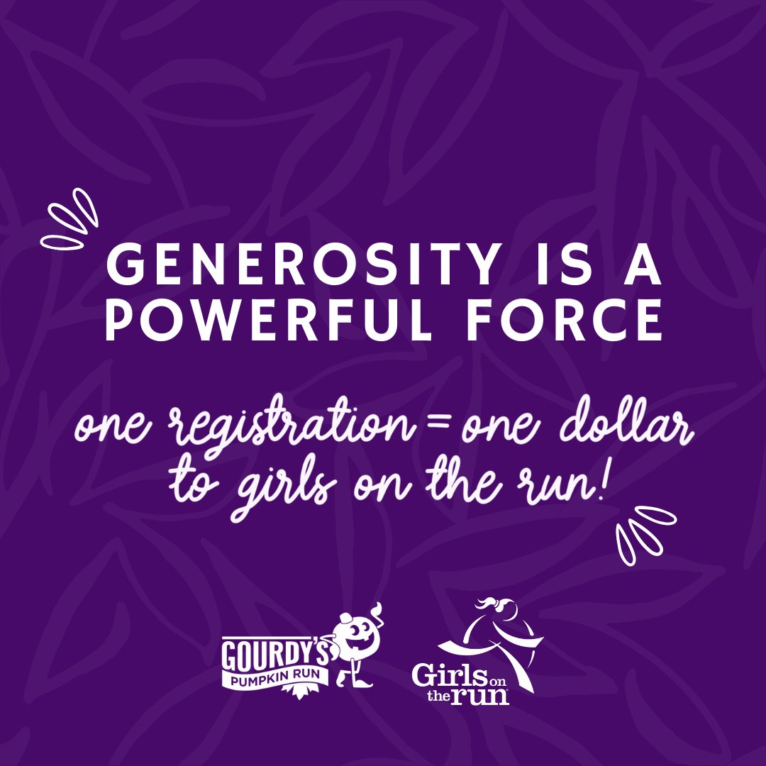 Generosity is a powerful force, especially when we work together. When you register for Gourdy’s Pumpkin Run, Gourdy’s will automatically donate $1 to Girls on the Run Kentuckiana in your honor! Together, we can make a difference. Register today:  ow.ly/Ctiy50EU4Op