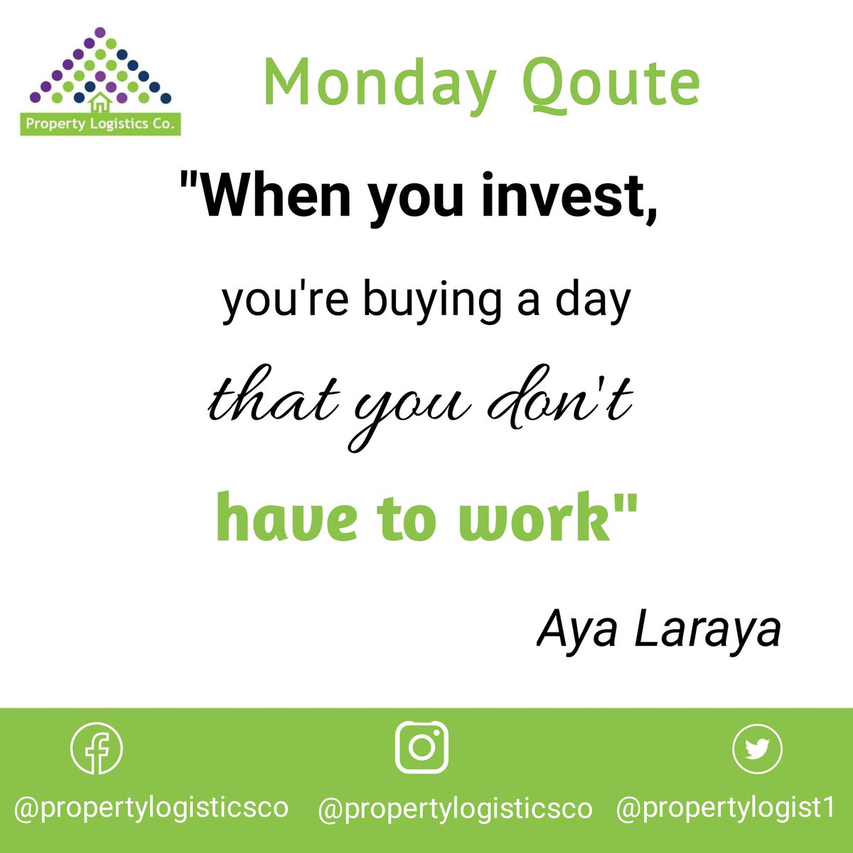 PropertyLogist1's tweet photo. Great mind,

You gain when you invest.

Buy that day now!

#realestateinvesting #realestateinvestor #realestateagent https://t.co/TmRu2FOhPb