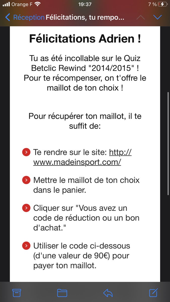 AdrVdl's tweet photo. Merci @Betclic ! https://t.co/PDMUjTWb4Q