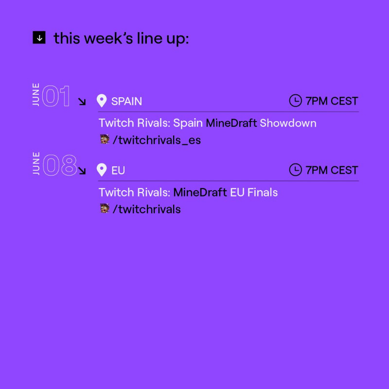 TwitchRivals's tweet photo. We’ve got a whole lot to watch coming up 👀

💀 @maximilian_ Presents: MKX Lives!

⚔️ @WildRiftBR

⛏️ Minecraft

🔥 Escape from Tarkov &amp; more