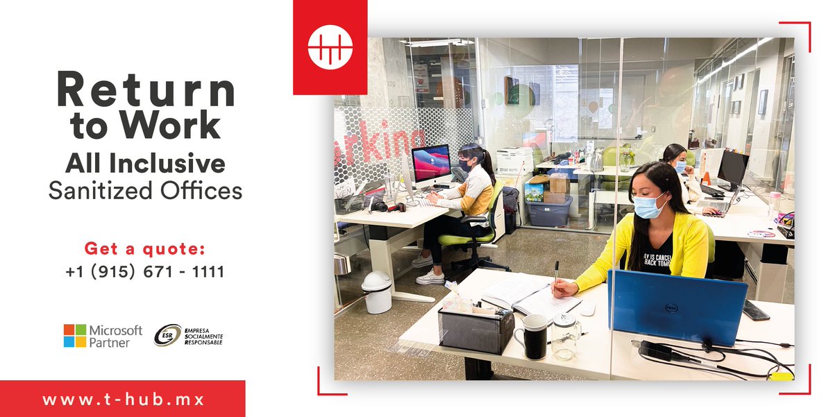 TechHUBjuarez's tweet photo. Your team deserves a workspace where they work safely 👩💼👨💼, get your sanitized office and boost their productivity 📈.
Get a quote today: https://t.co/2lVZ7rKrZ5
#officespace #officeforlease #officeforrent #workspace #workplace #safeoffice https://t.co/qqlBACQmZd