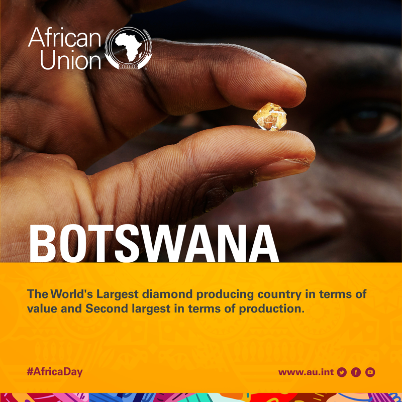 _AfricanUnion's tweet photo. Its #AfricaDay and today we share some interesting facts from our 55 Member States #Botswana