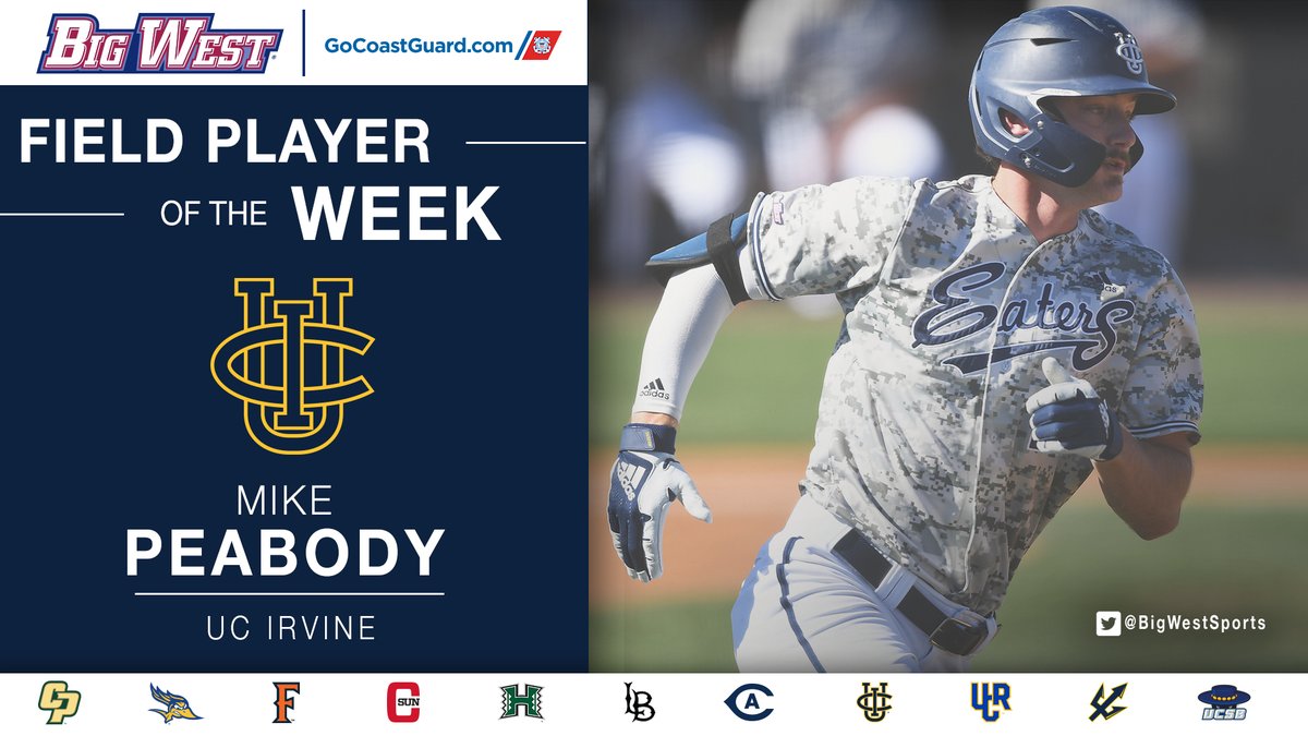 BigWestSports's tweet photo. Congrats to @UCIbsb junior Mike Peabody as the @USCG #BWBASE Field Player of the Week! 🐜🍴

⚾️ Hit .556 (10-for-18) in series win vs. CSU Bakersfield

⚾️ Extended his streak to 1️⃣4️⃣ straight games

⚾️ Slammed 8th HR of year

#TogetherWeZot

➡️ https://t.co/ub7OxSlmqr https://t.co/4mCroIHwxF