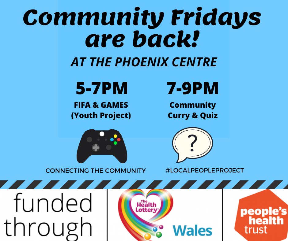 We're pleased to announce the return of our youth session and community curry and quiz every Friday at The Phoenix Centre. 
We look forward to seeing everyone. 

#localpeopleproject #community #townhill #mayhill #gors #phoenixcentre
