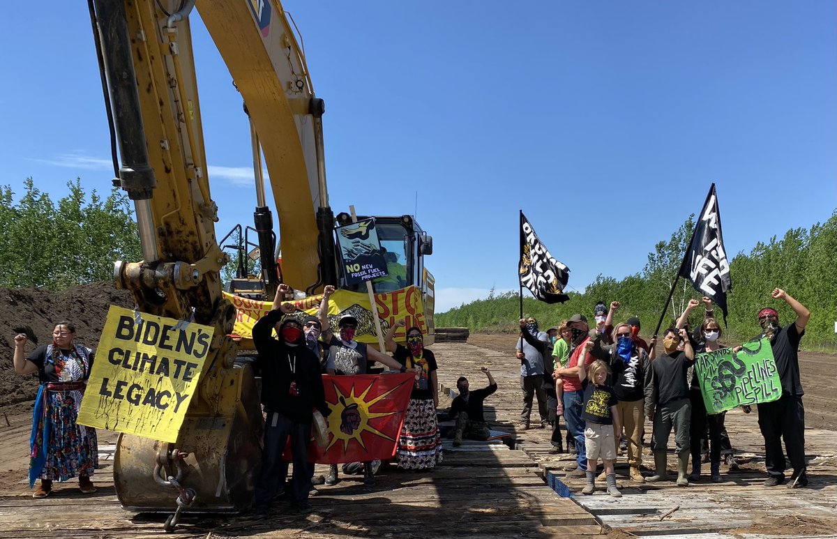 BREAKING: Water Protectors blockade Line 3 construction ahead of full-scale assault on Minnesota waterways. Today, water protectors locked to each other through the treads of excavators tearing through the Earth for the construction of the Line 3 tar sands pipeline. #StopLine3