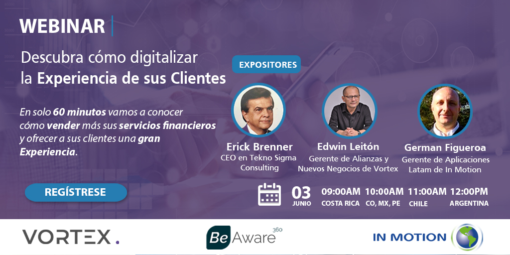 grupoinmotion_'s tweet photo. ¿Quiere descubrir cómo vender tus #serviciosfinancieros a través de experiencias digitales efectivas? Regístrate en esta #Webinar y solicita una asesoría gratuita para tu caso de negocio aquí >> https://t.co/HtnEeJxYwi 
#InMotion #BeAware360 #transformacionDigital #ventas #CX https://t.co/siONa8SlO7