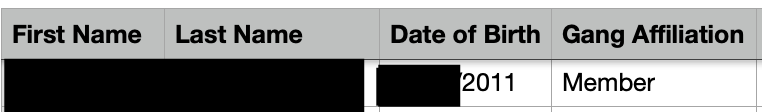 dmehro's tweet photo. In a spreadsheet from the #MPDLeaks, the DC Police labelled at least 50 kids younger than 16 as gang "affiliated" or gang "members" .... one is allegedly ten years old. https://t.co/eE870gOdPZ