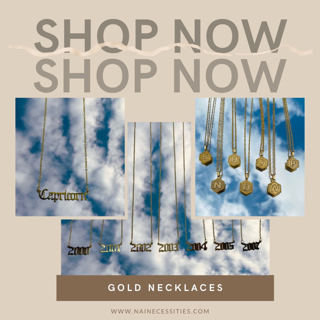 Gold necklaces😍>>> Purchase yours NOW on nainecessities.com 
•
#goldnecklaces #year #initialnecklace #zodiacsigns #hypoallergenic #nowavailable #orderyourstoday #supportmybusiness #NN