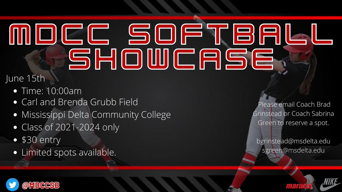 MDCCSB's tweet photo. MDCC Softball is hosting a showcase Tuesday, June 15th. Limited spots available so reserve your spot soon! 

#GoTrojans
#TrustTheProcess https://t.co/Cn0HUzWE0n