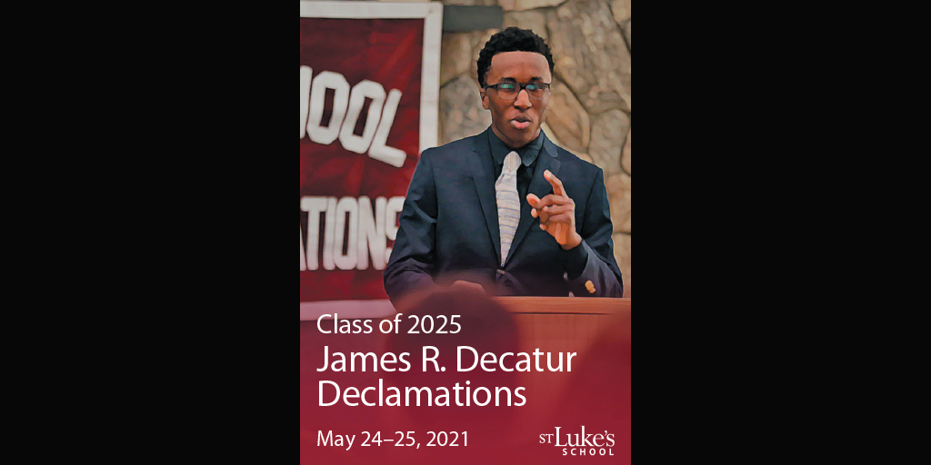 StLukesSchool's tweet photo. The annual Eighth Grade Declamations—helping students learn the challenges and power of a well-planned, practiced, and executed presentation—kicks off tonight at 6:00pm. Click here for the list of presenters and Zoom links. #stlukesct #slsready https://t.co/FtG81yAdDE https://t.co/aR4mr57Yq1