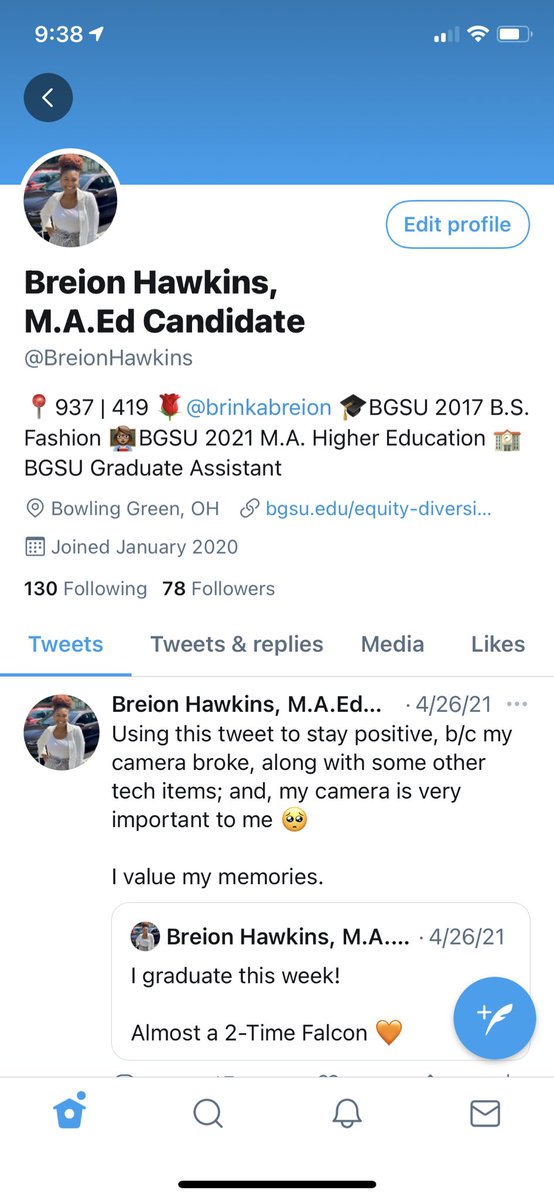 BreionHawkins's tweet photo. Peep the name and bio change. 
I even changed the link 😂 

Breion Hawkins, M.A. 
Program Director of Student Diversity Initiatives and Success ❤️ https://t.co/oJ0gAB6QCO