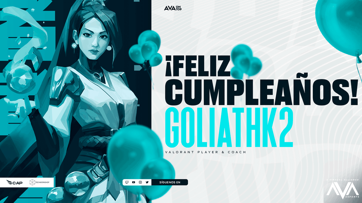 EsportsAVA's tweet photo. ¡Feliz cumpleaños @TheGoliathK2 nuestro jugador y coach de VALORANT!🥳

#AVAonTop https://t.co/mUe38zT1mf