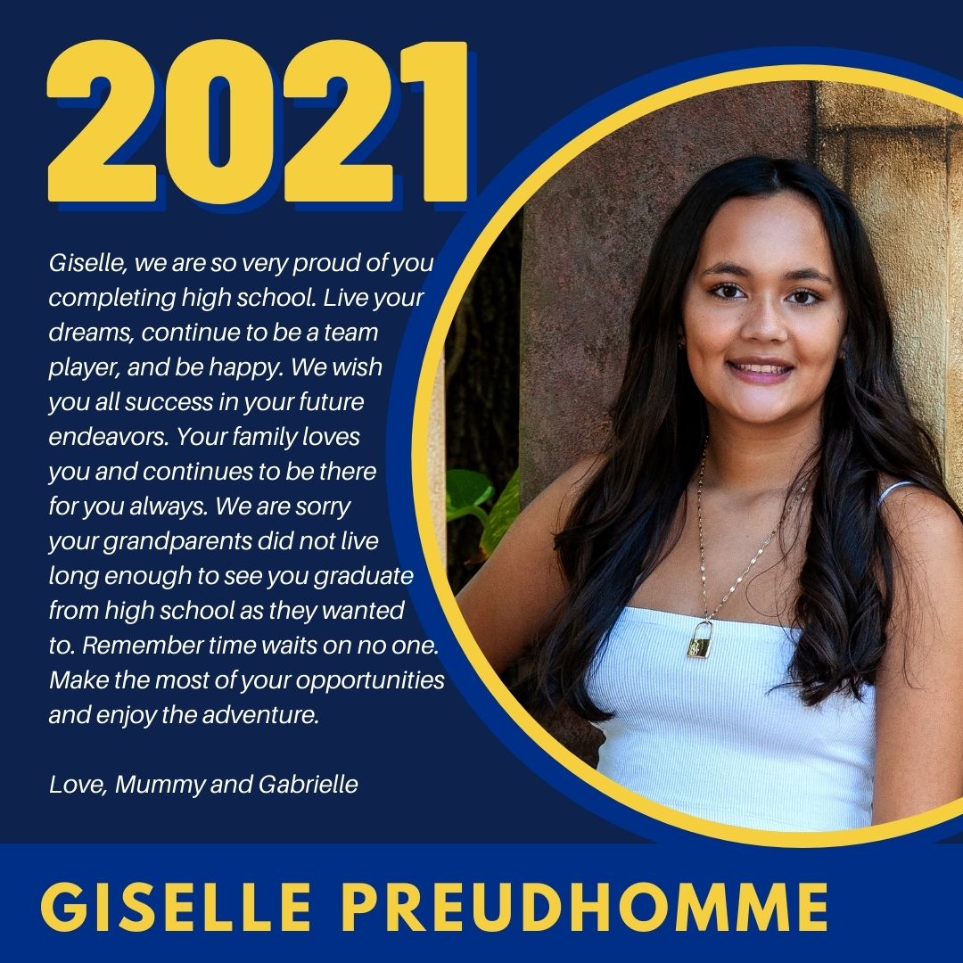 Giselle came to CSF in 2017. She's an involved member of her class, a cheerleader, and Varsity soccer &amp; tennis player. She's  a member of the Nat'l Honor Society and a great mentor to her fifth-grade little buddy. Giselle will attend Lynn University this fall! #csfclassof2021