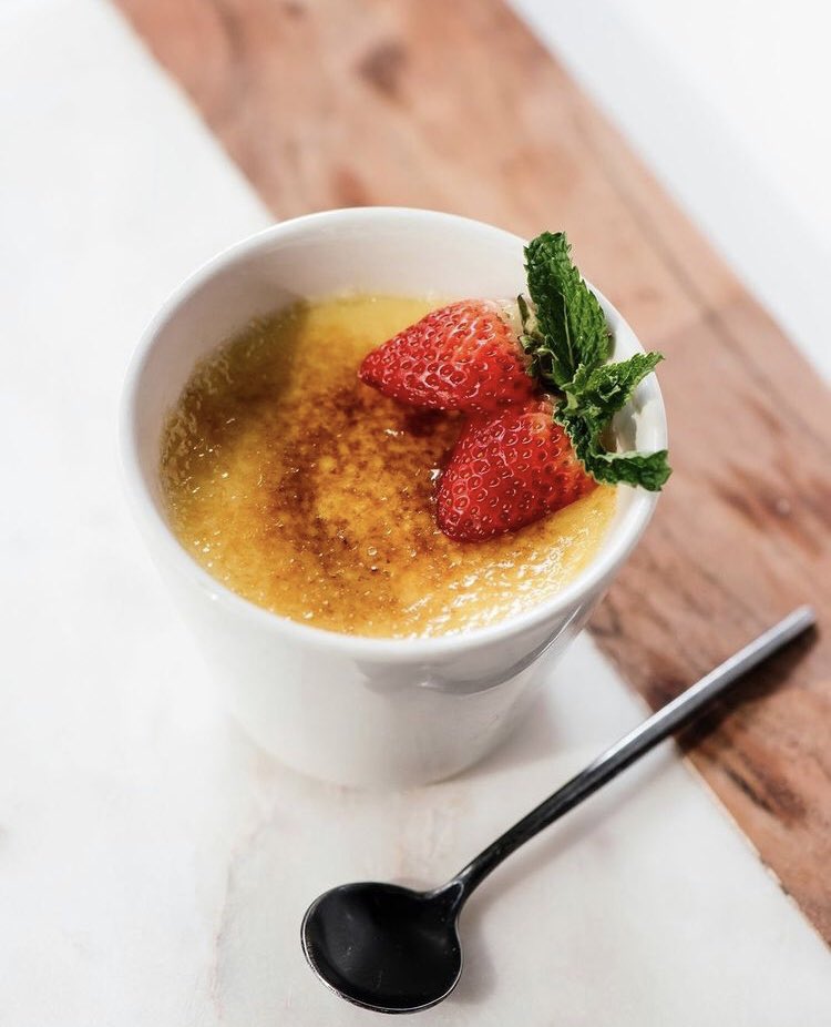 Introducing our Crème Brulee, one of our brand new desserts we have added to our Winter Menu. Traditional vanilla crème brulee with a crisp caramel layer!