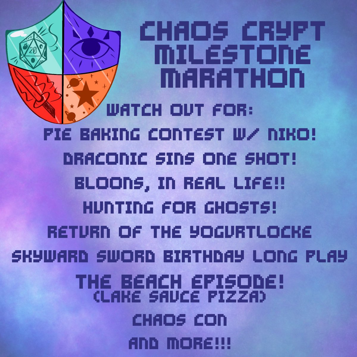 What’s this?? We also have the line up teaser for our Milestone Marathon as well! All these events will be happening on our channel through the month of July! Dates are pending!