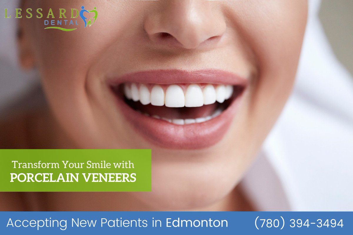 DentalLessard's tweet photo. Are you looking to receive porcelain veneers in Edmonton? This all-in-one solution is ideal for patients with cracks, chips, enamel wear, or other tooth damage. Contact us today to request a consultation! https://t.co/BYDSpHhbpi