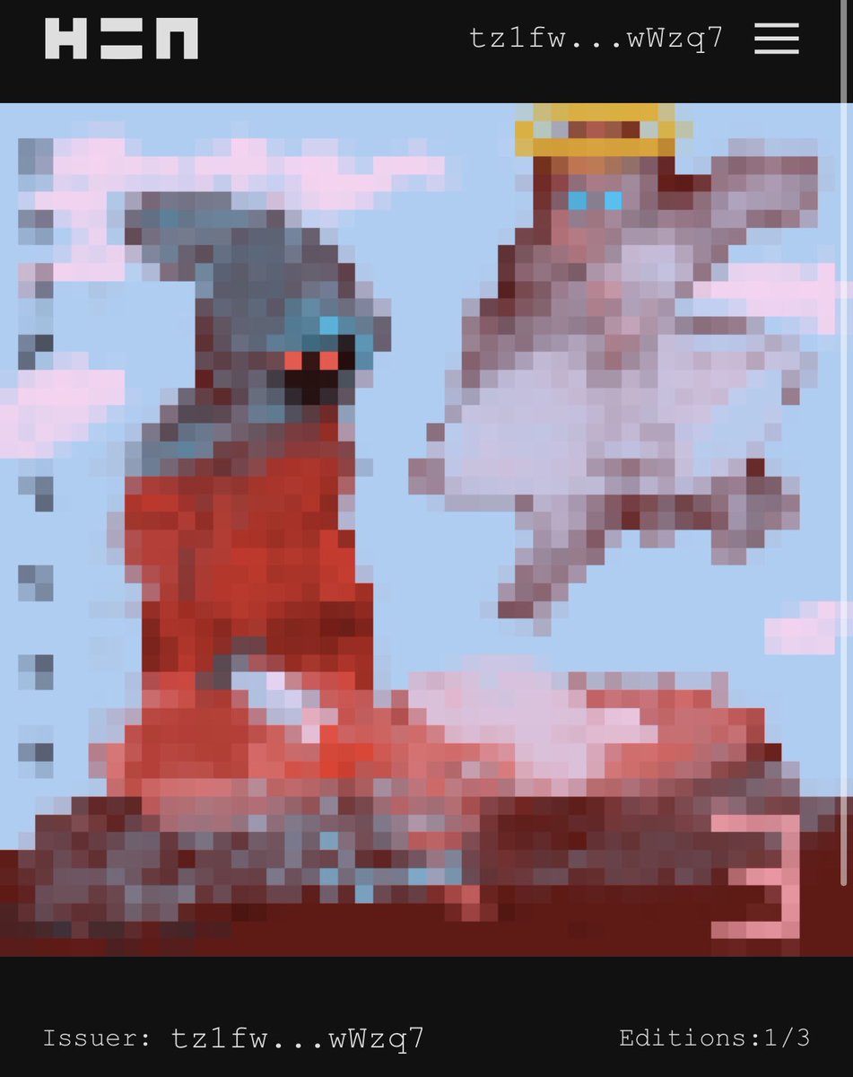 CurioFringe's tweet photo. pixel problems 3
2 collected, one remains at 7 tezos
https://t.co/SEvOOqXdIh
#hicetnunc #tez #nft #cryptoart #rare #nes #gameboy #gameMan https://t.co/HDwGCArHPs