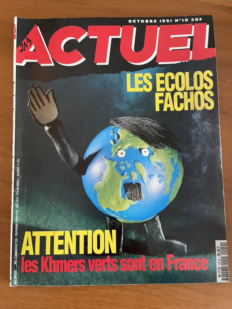 schmimoz's tweet photo. L’origine de l’expression "Khmers verts"? 
Trouvée par hasard à Bruxelles, ce numéro d’octobre 91 du mythique magazine français Actuel - dans sa dernière version 
#khmersverts https://t.co/B8lO387PBz