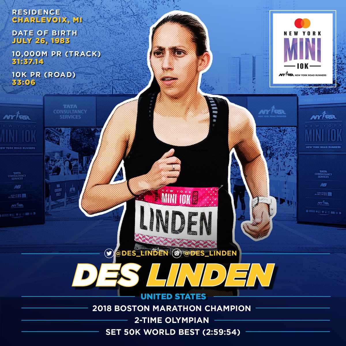 nyrr's tweet photo. 🤩 The lineup for the 2021 #MastercardMini10K is STACKED with ⭐️all-stars ⭐️! Swipe through and let us know in the comments who you’re rooting for in the women’s pro athlete field, presented by @Mastercard.
Register to run on Saturday, June 12: https://t.co/pOQBU6WVGU https://t.co/DC3VEvatDT