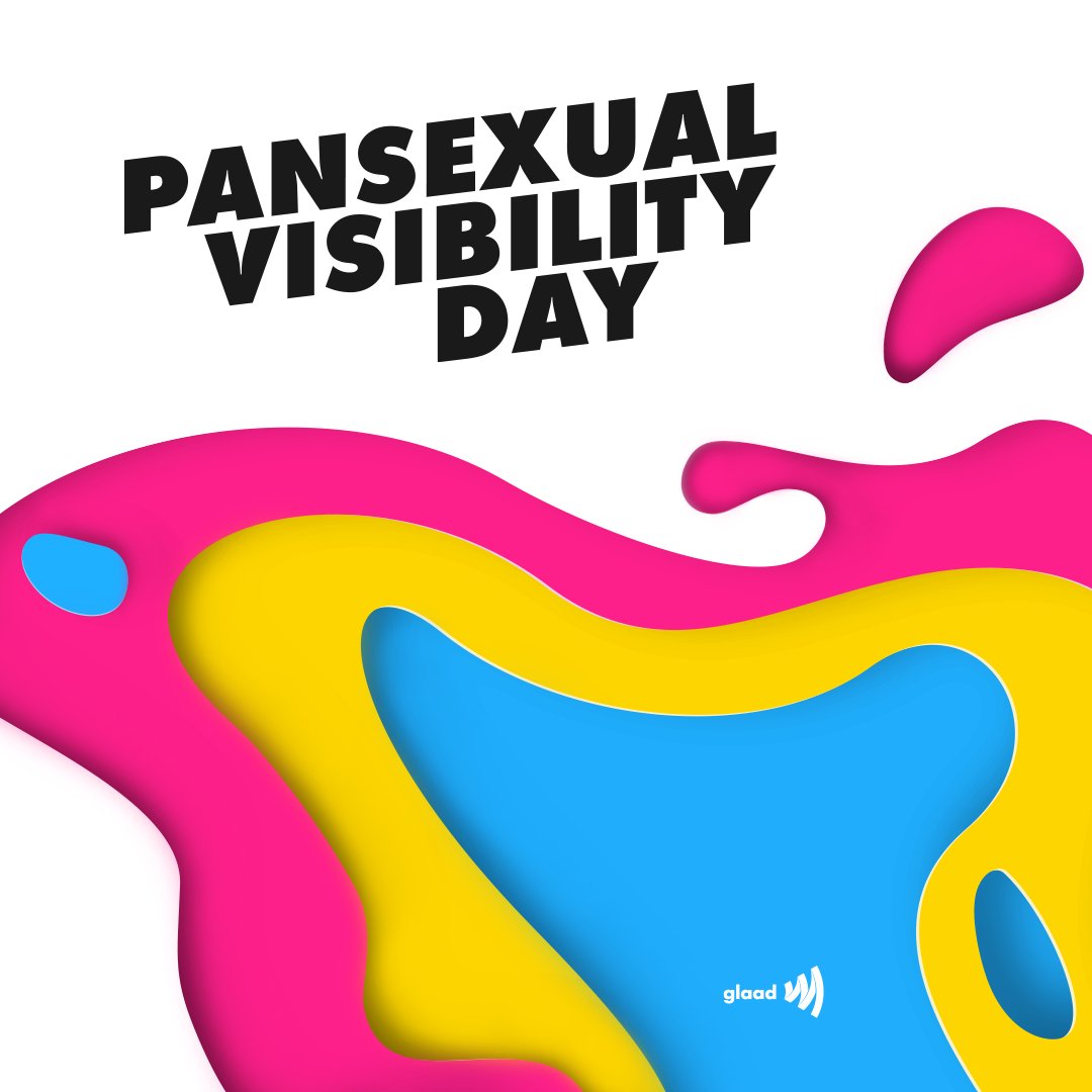 glaad's tweet photo. May 24th is #PansexualVisibilityDay, a day for pansexual people to be seen, heard and loved. 

💗💙💛 https://t.co/JLRuusflQN