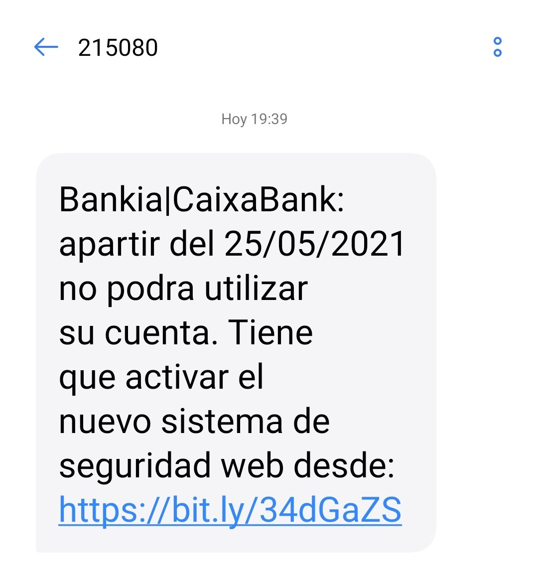 jordfer's tweet photo. Acabo de recibir este mensaje de texto en mi móvil
He buscado el número y es una estafa! Tened cuidado porque intentan conseguir tus datos personales haciéndose pasar por entidades bancarias
#PoliciaNacional https://t.co/r3b0QrBpVA