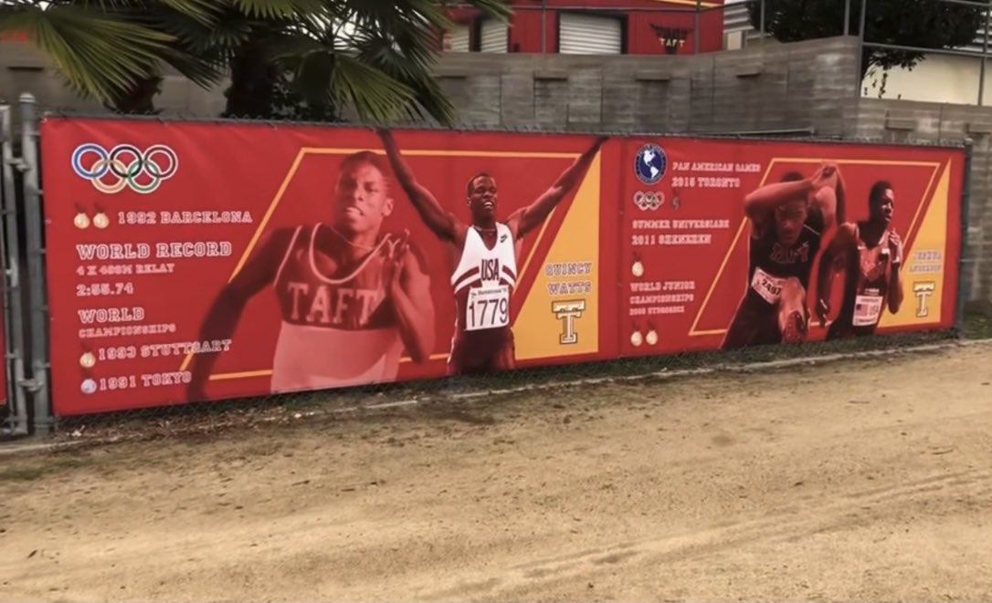 JeshuaAnderson's tweet image. Got To Visit Taft HS And See My Banner Up With My First Track Coach, Mentor &amp;amp; Legend Quincy Watts! Great Memories In The #LACitySection @CIFLACS #CaliBred #CityChamps