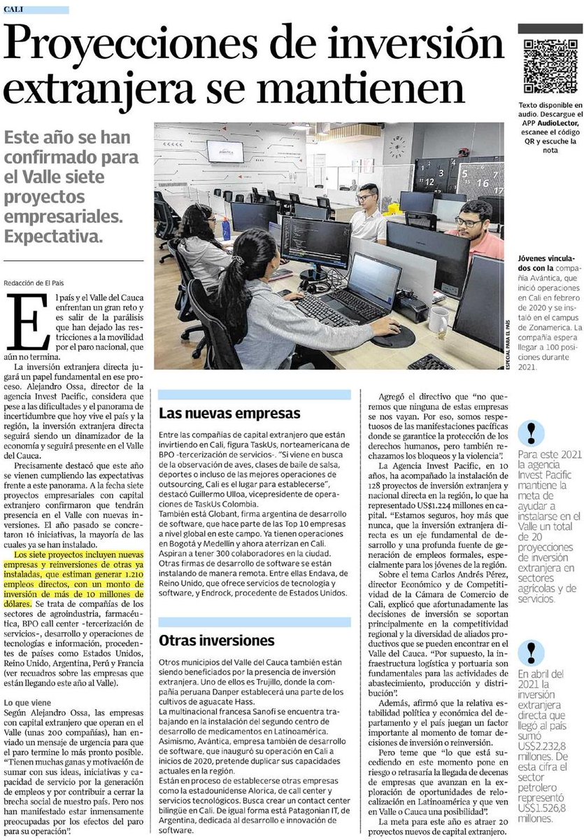 investpacific's tweet photo. #Noticia Continuamos con nuestra labor de atraer cada vez más inversión extranjera a la región para dinamizar su economía y aportar a la generación de nuevos empleos formales que aporten a cerrar la brecha social de nuestro país. Vía @elpaiscali #UnaRegiónQueInspira https://t.co/DUKmAFpgfp