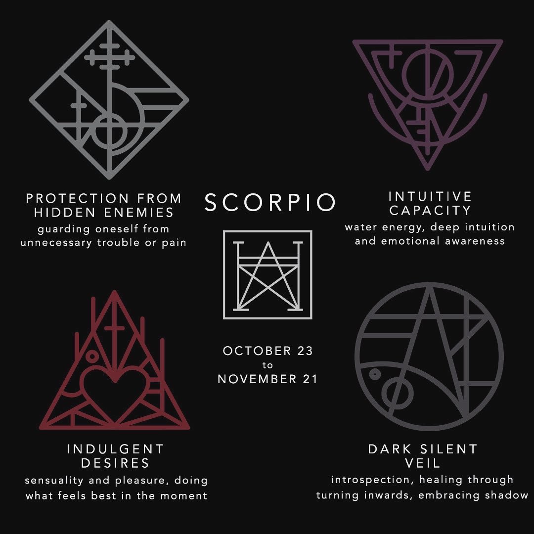 hauntwell's tweet photo. ZODIAC SIGIL GUIDES (part 2 of 3) 🖤
curious which of our unique and unusual sigils matches your sign best? we've compiled what we'd posit as your top four. or just keep each combo in mind to maximize your manifesting during each zodiac season 🖤🖤🖤 https://t.co/LWHbNILGfE