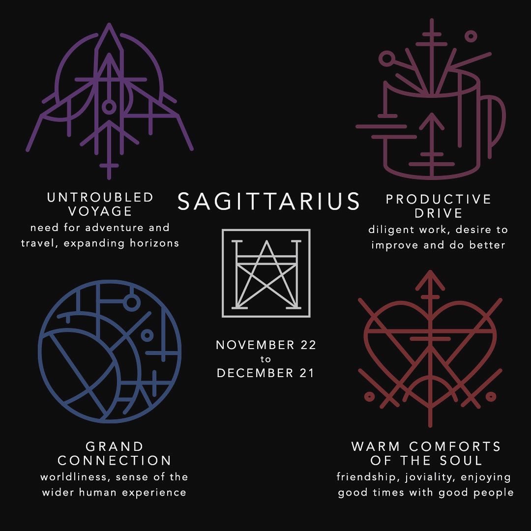 hauntwell's tweet photo. ZODIAC SIGIL GUIDES (part 3 of 3) 🖤
curious which of our unique and unusual sigils matches your sign best? we've compiled what we'd posit as your top four. or just keep each combo in mind to maximize your manifesting during each zodiac season 🖤🖤🖤 https://t.co/cfxK10CumX