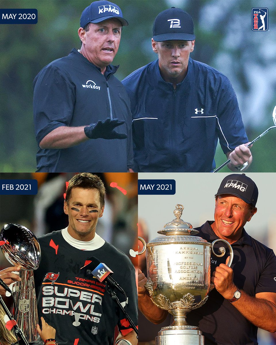 PGATOUR's tweet image. Oldest player to win a major. 🏆
Oldest QB to win a Super Bowl. 🏆

Since teaming up for The Match, @PhilMickelson and @TomBrady have each made history. 🤝