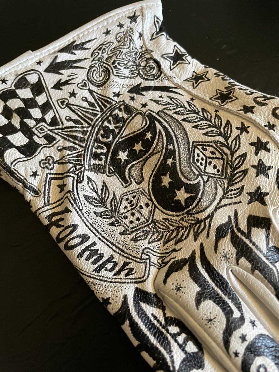 ValerieThompson's tweet photo. Getting ready for one of my biggest to date career photo shoots tomorrow!! Sneak peak at my new custom leather tattoo gloves made by @jamesrogers from UK. What do you think?#LeatherGloves #CustomLeatherGloves #Gloves #ValerieThompson #fashion #photoshoot #ValerieThompsonRacing https://t.co/SqfFsTh8S9