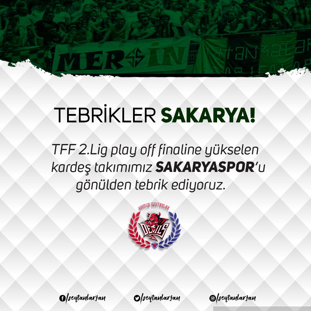 TFF.2.lig play-off yarı finalinde Kırşehirspor’u 5-1 mağlup ederek finale yükselen can Sakaryamızı gönülden tebrik ediyoruz.
💪 @tatangalar90
