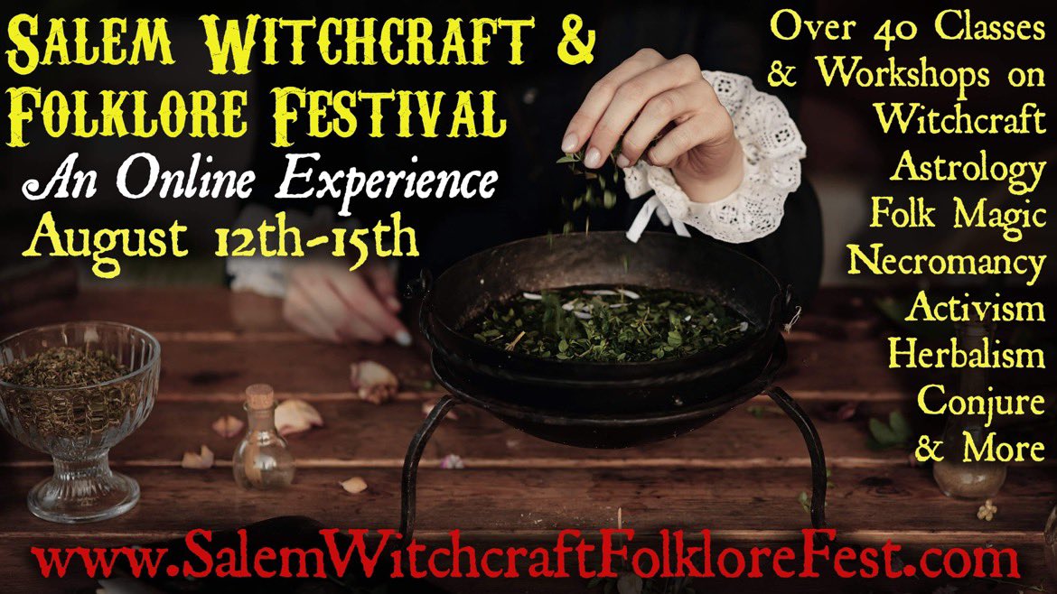 Tickets are available for he 3rd annual Salem Witchcraft &amp; Folklore Festival! 

This year we had so many amazing submissions we decided to add an extra day to the festival. 40+ classes from 30+ presenters! All Online
#witchcraft #conjure #folkmagic #folklore #herbalism #astrology