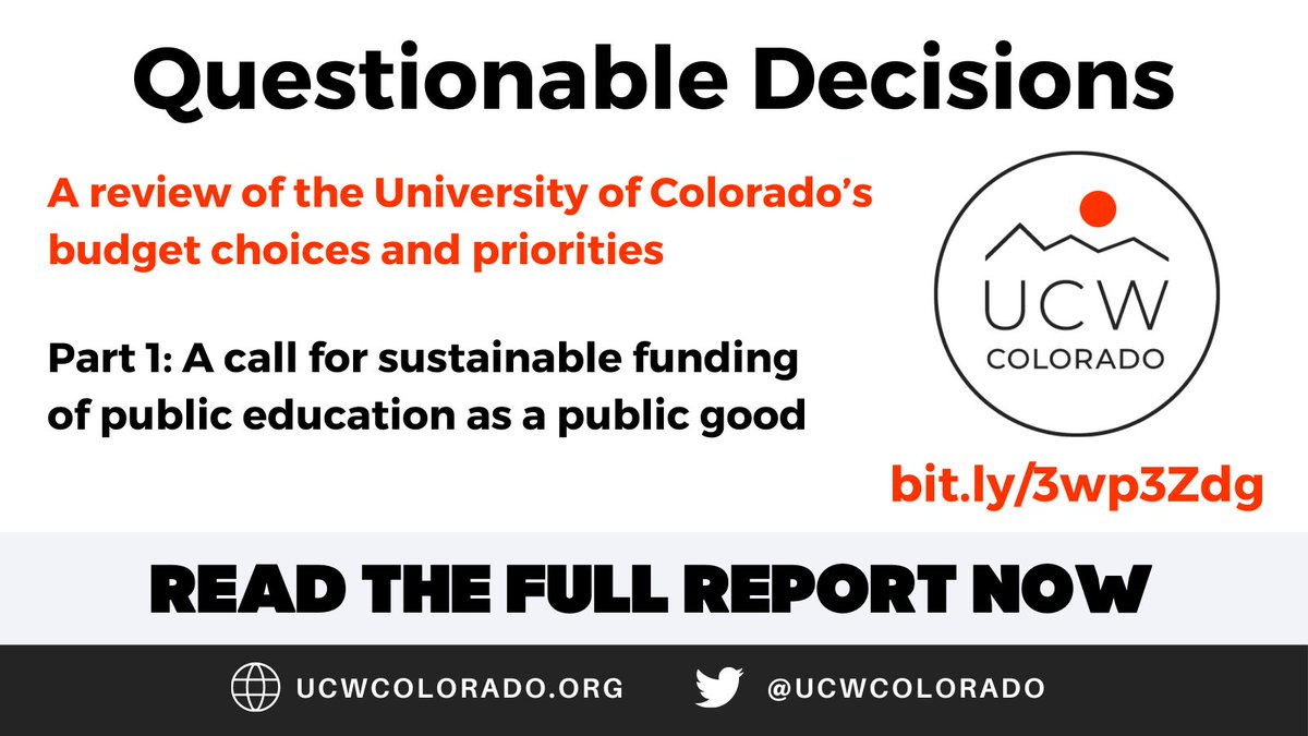 ucwcolorado's tweet photo. JUST RELEASED: UCW Colorado's new report on CU's budget - Questionable Decisions. Read it now: https://t.co/82lu96w8oG

And don't forget to register for our Town Hall tonight at 6, where we'll be summarizing our report &amp; answering your questions! https://t.co/Mo0RYWqPEA https://t.co/0KIoYL50Xu