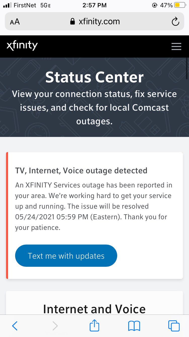 Xfinity on Twitter "psicologia_aqui Hi Stefany. After an outage you can DM ComcastCares with