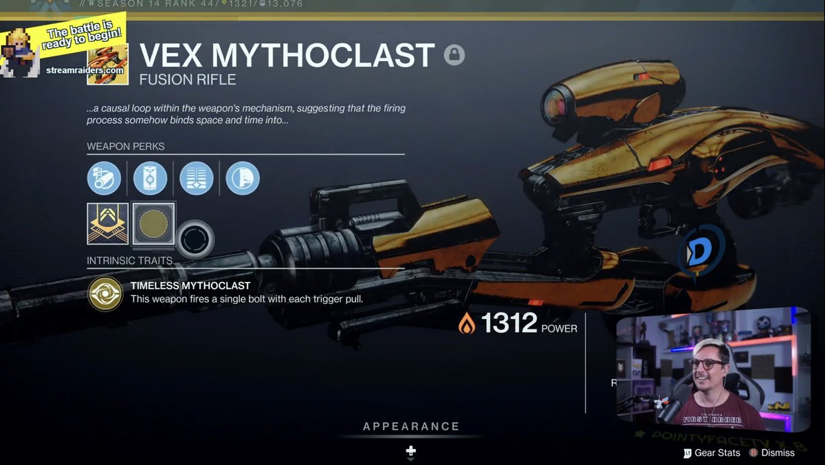 VallTwitch's tweet image. Look at my face when I see the Vex Mythoclast engram at the end of #VaultofGlass Full on Poggers 🤣 #destiny2