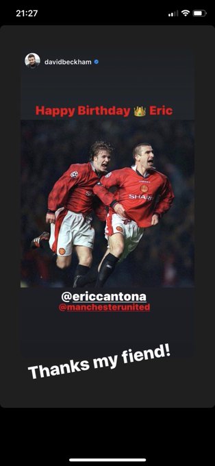Eric Cantona making his true feelings known about David Beckham Happy birthday Eric! 
