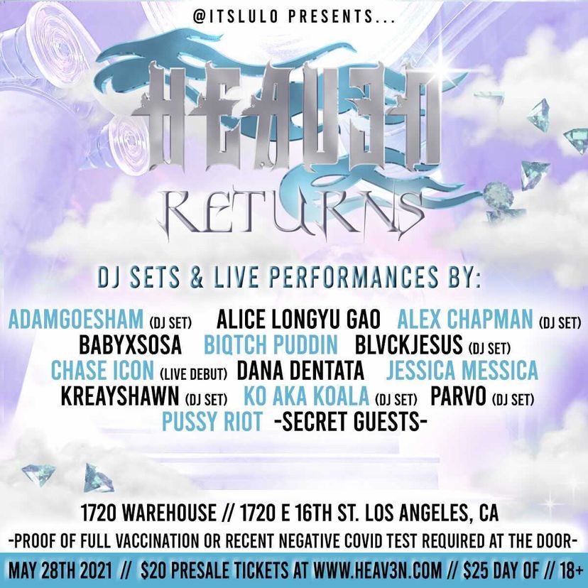 blvckjesusmusic's tweet photo. After a year of no shows I’m happy to be back going to be playing for the return of @heav3nparty can’t wait to play all this new music for the first time live!!!! https://t.co/pWcXqcP630