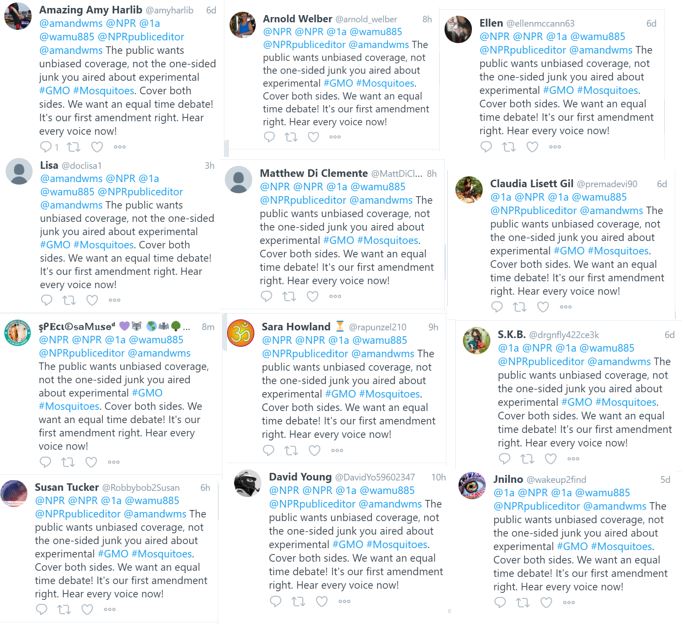 kevinfolta's tweet photo. Some organization is behind the effort to create the illusion of truth and consensus by spamming @Twitter with identical false information from multiple accounts. Who can it be? https://t.co/x4W8fwt1WE