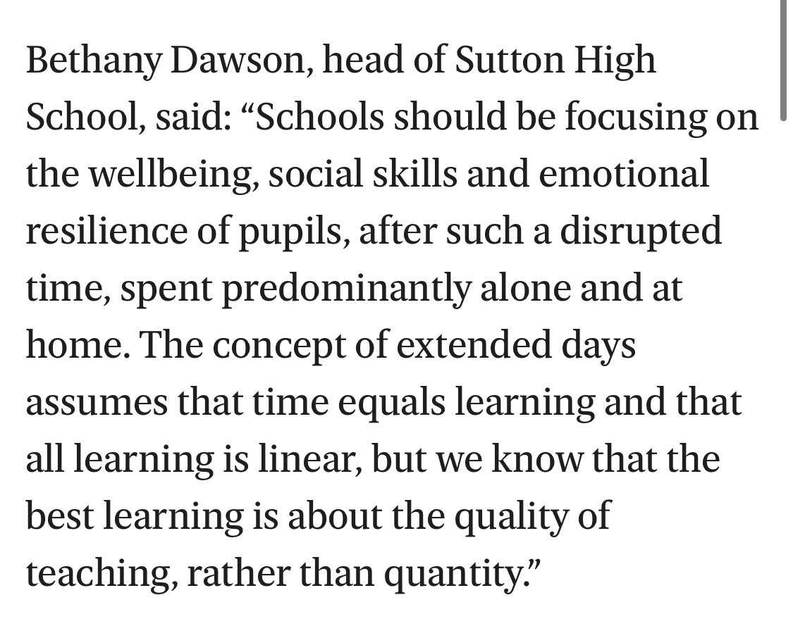 My thoughts on the extended day in today’s <a href="/EveningStandard/">nope s</a> @gdst @SuttonHighGirls standard.co.uk/news/education…