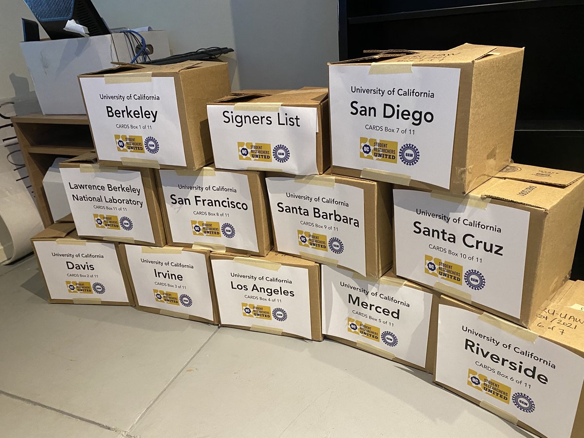 Bam! There they are - 11,000 union authorization cards signed by SRs at the University of California