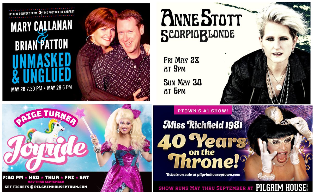 Our Entertainers are Back! Opening Memorial Day Weekend! <a href="/missrichfield/">Miss Richfield</a> <a href="/paigeturnernyc/">Paige Turner</a> Get your tickets at pilgrimhouseptown.com