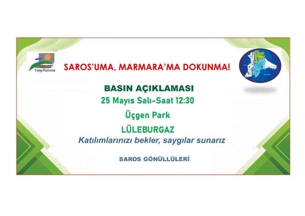 orknzkaya's tweet photo. Yarın Trakya'nın birçok yerinde Trakya Platformu "Saros'uma, Marmara'ma Dokunma demek için Edirne,Lüleburgaz ve Tekirdağ'da meydanlarda olacak! Çevremizi katlederek rant sağlayanlara ve doğayı talan etmeye çalışanlara karşı ses çıkartalım. #SarosumaDokunma
#savesaros https://t.co/zxMiWljhpg