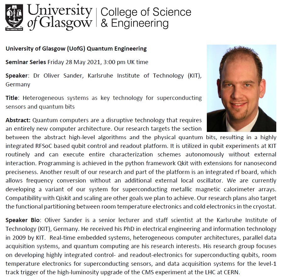 Dr Oliver Sander, from KIT, Germany, is the speaker of this week's <a href="/UofGlasgow/">University of Glasgow</a>
 Quantum Engineering Seminar Series. 
Join us Fri. 28 May, at 3 pm. 
<a href="/UofGSciEng/">UofG SciEng</a>,<a href="/QuantIC_QTHub/">QuantIC</a>,<a href="/MilesPadgett/">Miles Padgett</a>,<a href="/MartinWeides/">MartinWeides</a>,<a href="/d_faccio/">Daniele Faccio</a>,<a href="/QuantumSensors/">QuantumSensorsGlasgow</a>,<a href="/UofG_ENE/">UofG Electronics & Nanoscale Engineering</a>,<a href="/UofGEngineering/">UofG Engineering</a>,<a href="/KDelfanazari/">KavehDelfanazari</a>