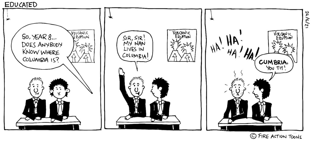 DPThisPodcast's tweet photo. We all know a kid this dense.
#school #teacher5oclockclub #teaching #TeachersOfTwitter #schooldays #schooldunce #dunce #columbia #cumbria #thickasmince #stupidkid #stupid #gonk #kids #teachertwitter #sillykids #comicstrip #comic #dopeykids #dope #geography #MondayMotivaton https://t.co/4OGjcXAKXk